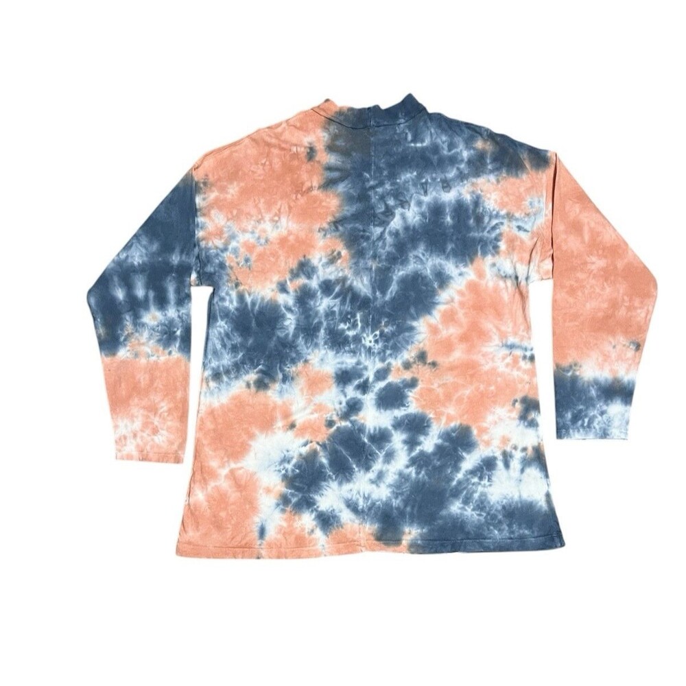 FREE PEOPLE We The Free Tie Dye Long Sleeve Mock Neck Oversized Top Blue Peach S - Picture 4 of 6
